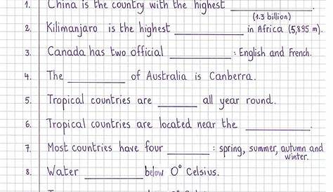 geography worksheets