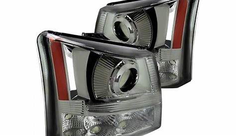 Silverado 1500 Projector Headlights; With Bumper Lights; Smoked; Chrome