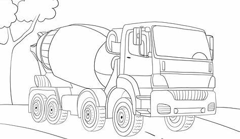 Cement truck free printable sheet for kids to color