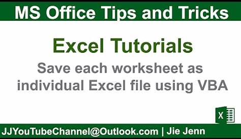 How to Save Each Worksheet as Individual Excel File using VBA | Excel