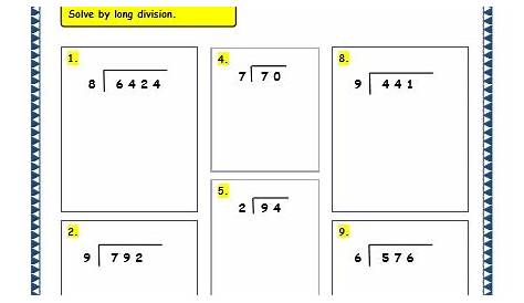 long division worksheet without remainders