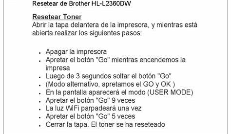 Resetear de Brother HL-L2360DW | PDF