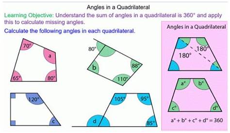 missing angles in a quadrilateral worksheet