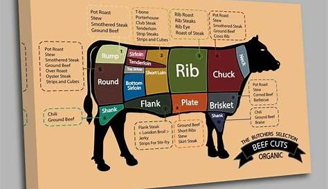 Butcher Cuts of Beef Chart Canvas Wall Art Picture Print - Etsy UK
