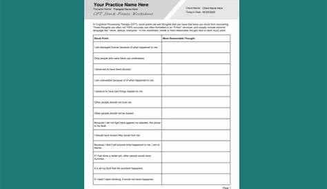 Cognitive Processing Therapy (CPT) Stuck Points Worksheet PDF
