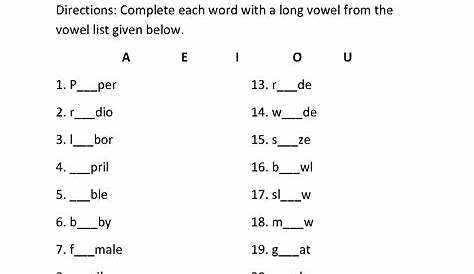 long vowels worksheet pdf