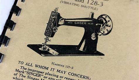 Singer Sewing Machine Manual for 127-3 amd 128-3 | Etsy