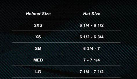 Softball Helmet Size Chart