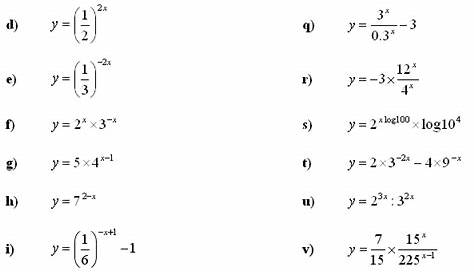exponential function worksheet with answers