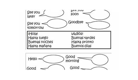 spanish greetings worksheets