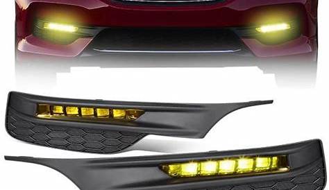 16-17 Honda Accord LED Amber Lens Fog Lights - w/Bezel+Switch+Bulbs