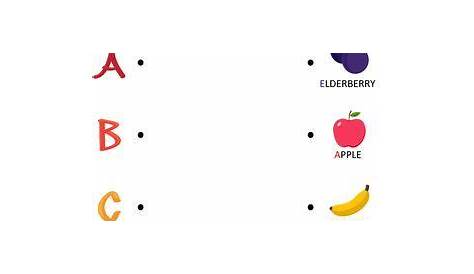fruit before and after alphabet worksheet