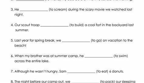 verb tense worksheets pdf