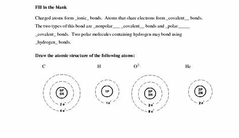 structure of an atom worksheets answer key