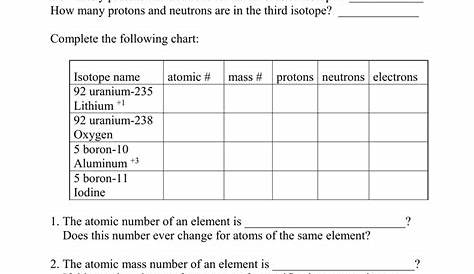 isotope practice worksheets answer key