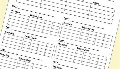 Free printable daily medicine chart to keep track of all your family's