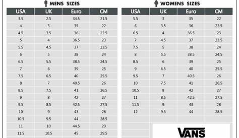 vans baby shoe size chart