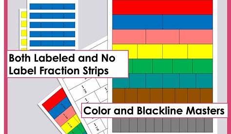 Printable Fraction Strips - 38 PDF Pages (Color/Blackline/Labeled/Blank)