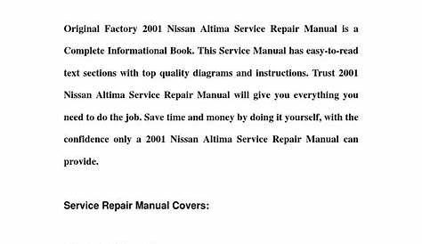 2001 nissan altima service repair manual download by dgsefnenn - Issuu