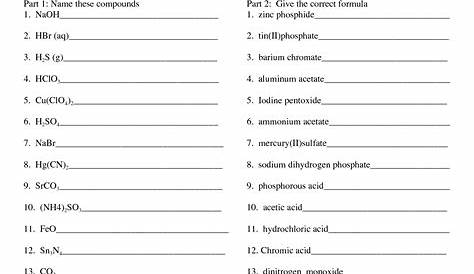 naming compounds worksheet with answers