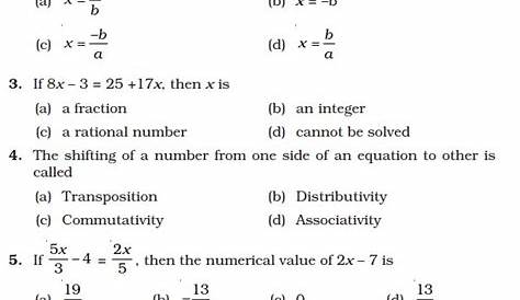 linear equation in 1 variable worksheet
