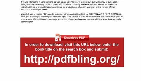 Free files download: Chilton auto repair manual pdf download