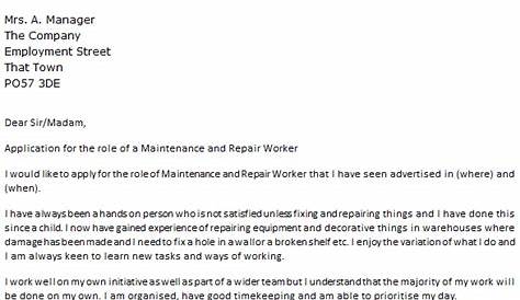 sample request letter for repair and maintenance
