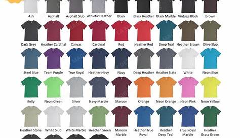 Bella Canvas 3005 Color Chart Bellav-neck T-shirt Color - Etsy
