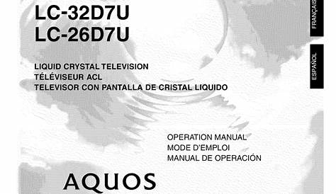 Download free pdf for Sharp AQUOS LC-37D7U TV manual