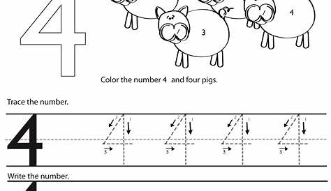 number 4 worksheets for preschool