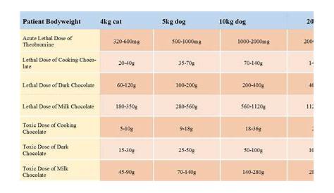 chocolate toxicity table | Veterinarians Gisborne | Gisborne Veterinary