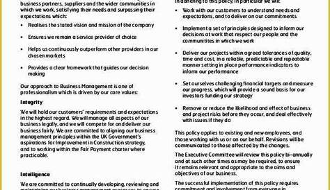 Free Company Policy Template Of Business Policy Template 9 Free Pdf
