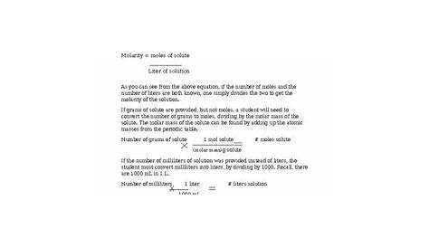 molarity practice worksheet answers