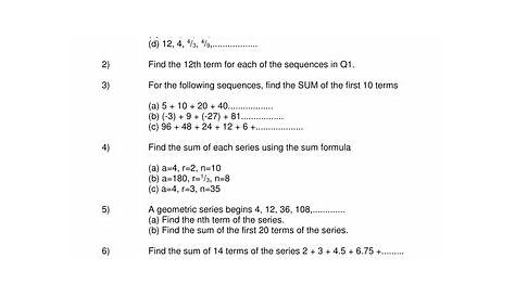 geometric sequences worksheets