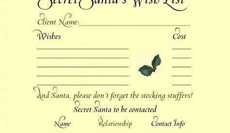 Secret Santa Label Template Awesome Secret Santa Christmas Wish List