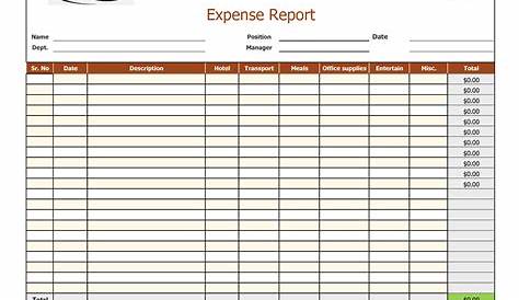 small business printable expense report template