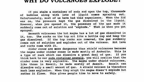 Free Volcano Worksheets