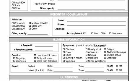 Foodborne Illness Complaint Form - Fill Out and Sign Printable PDF