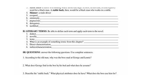 Of Mice and Men Worksheets | Teaching Resources