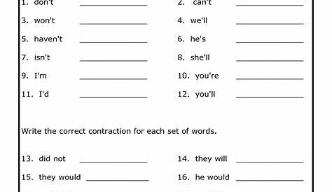 12 Best Images of Contractions Using Not Worksheets - Contractions