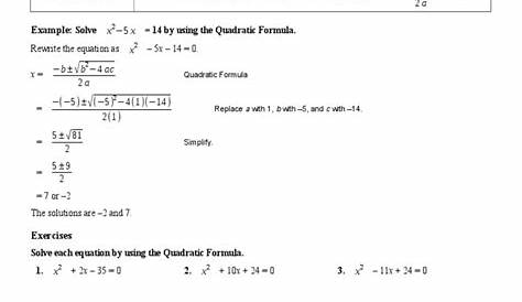 quadratic formula and discriminant worksheets