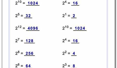 power and exponents worksheets