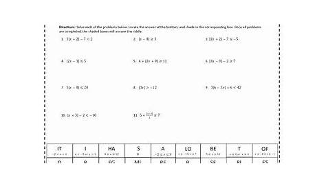 solving absolute value inequalities worksheet with answers