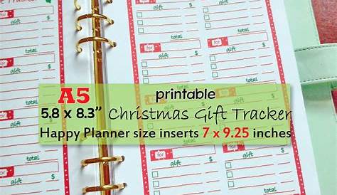 Christmas Gift Tracker Printables, A5 inserts christmas printables