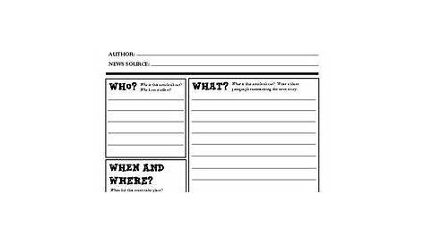 Current Events Worksheet 6th Grade