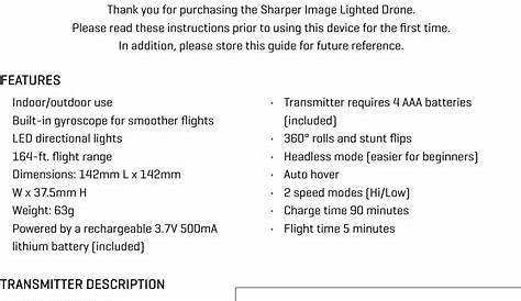 Sharper Image 206083 Lighted Drone User Manual