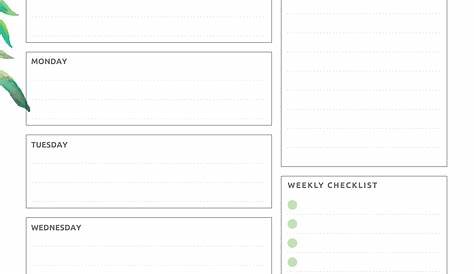 weekly planner page printable
