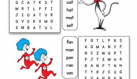 Dr. Seuss CVC Word Family Word Search | As They Grow Up