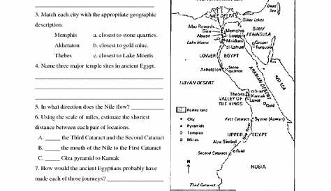 Ancient Egypt Geography Worksheet for 6th - 8th Grade | Lesson Planet
