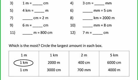 metric system worksheet 2nd grade